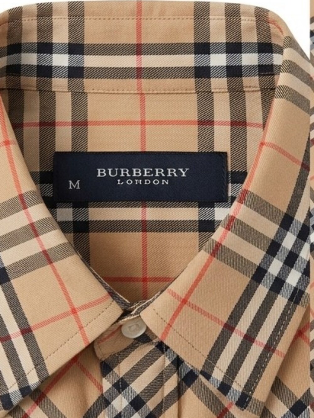 Burberry Classic Beige Plaid Button-Down Shirt - Picture 2 of 4